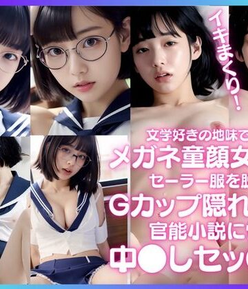 文学好きの地味で真面目なメガネ童顔少女は、セーラー服を脱いだらGカップ隠れ巨乳！官能小説に憧れて中●しセッ●ス