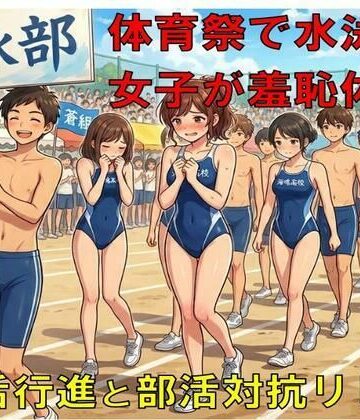 体育祭で水泳部女子が羞恥体験。部活行進と部活対抗リレー
