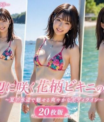 水辺に咲く花柄ビキニの彼女 20枚版