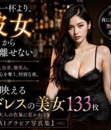 夜に映える黒ドレスの美女133枚